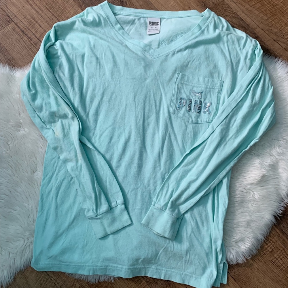 ❌TRADED❌⭐️VS PINK Campus Bling Long Sleeve Tee⭐️ - Picture 3 of 7